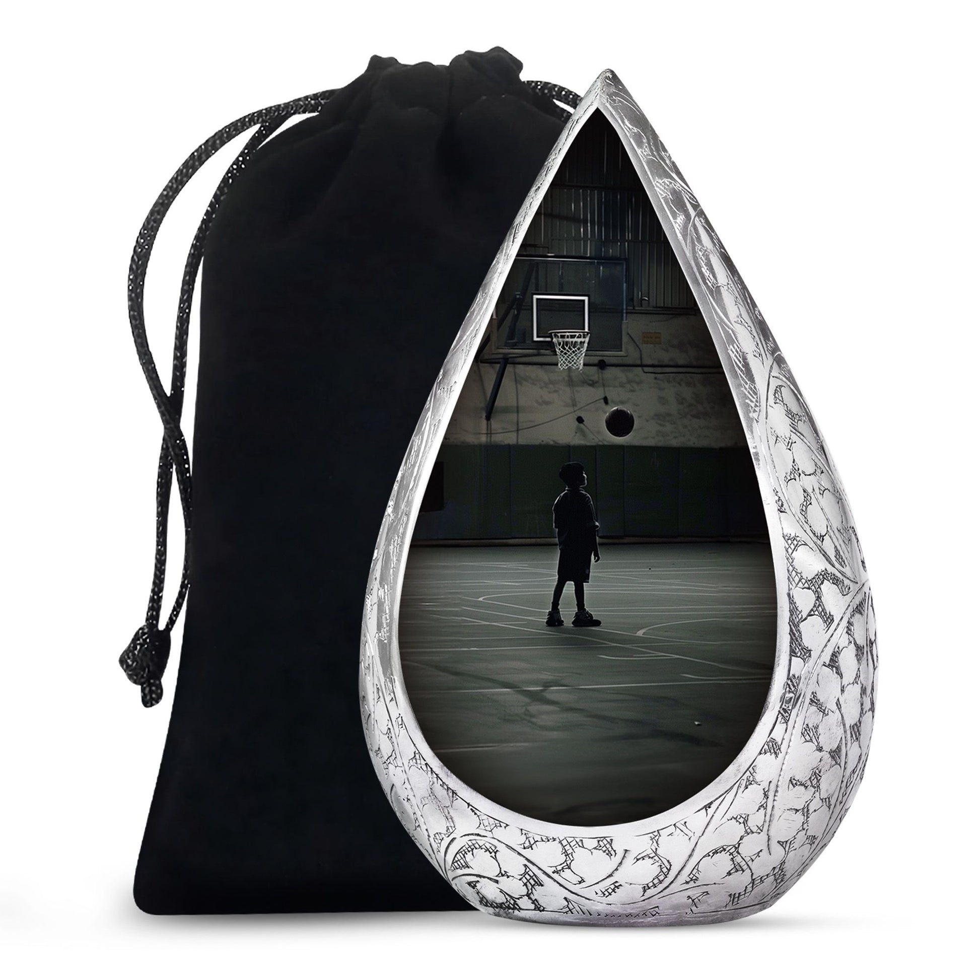 Basketball Player Funeral Urn - Black Aluminium Memorial Urn For Ashes