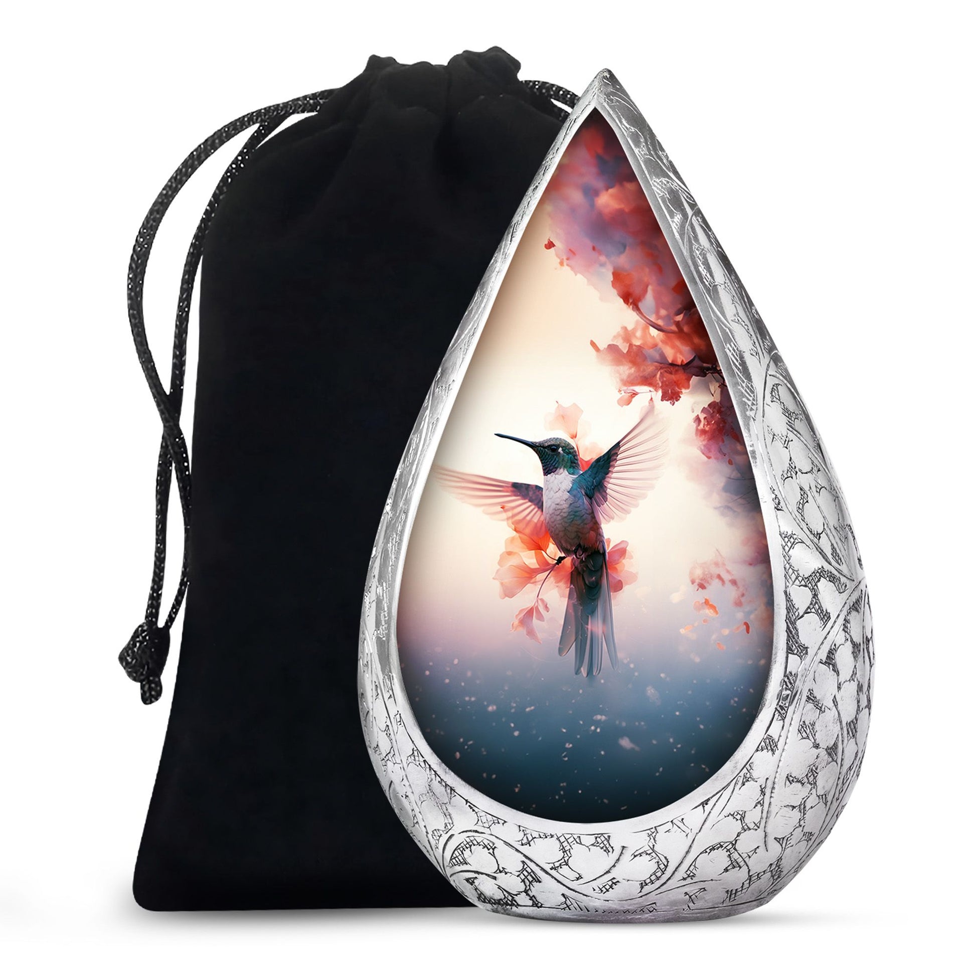 Beautiful Hummingbird Theme Cremation Urn - Large Memorial Urn For Ashes