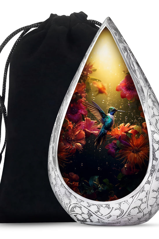 Classic Hummingbird Theme Memorial Urn - Aluminium Cremation Urn For Loved Ones