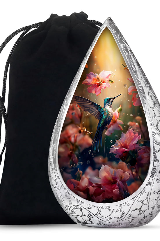 Hummingbird Theme Funeral Urn - Pink Floral Memorial Urn For Male & Female