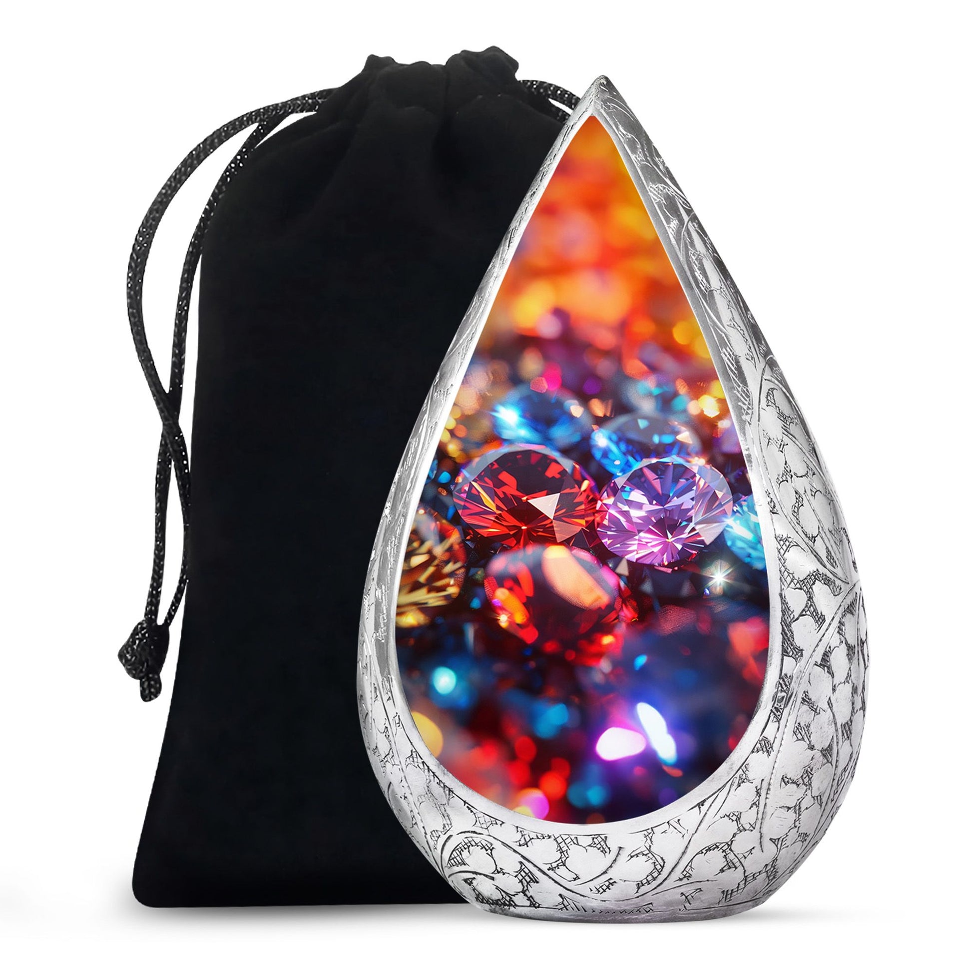 Diamond Theme Memorial Urn - Aluminium Funeral Urn For Adult Ashes