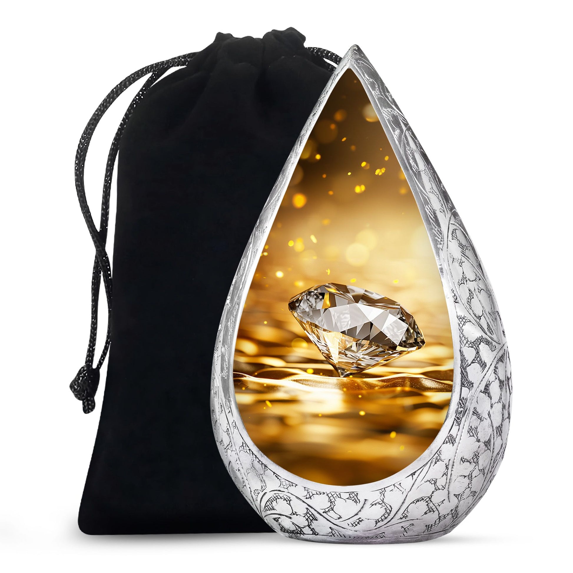 Elegant Diamond Funeral Urn - Premium Cremation Urn For Adult Ashes