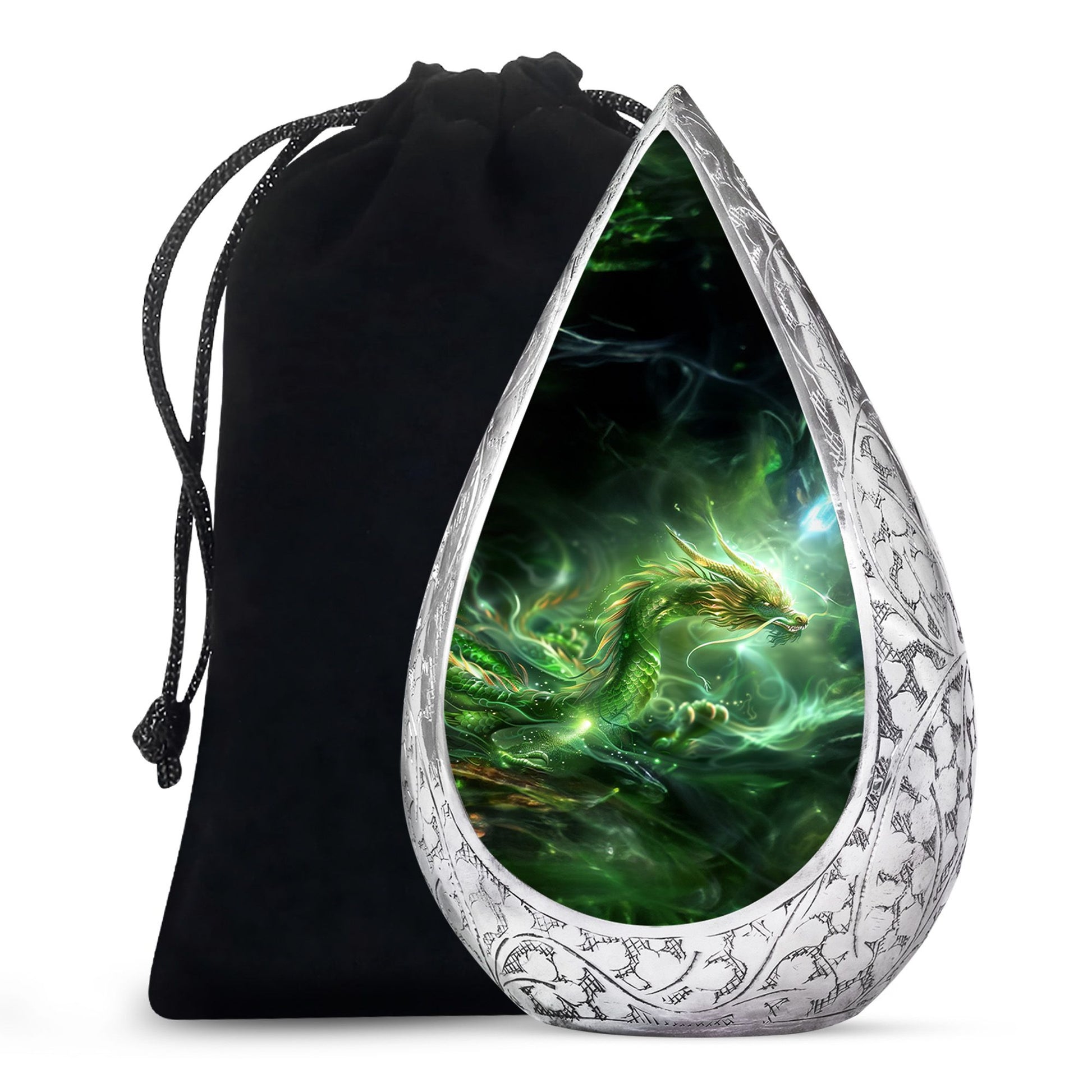 Green Golden Dragon Funeral Urn - Premium Cremation Urn For Ashes