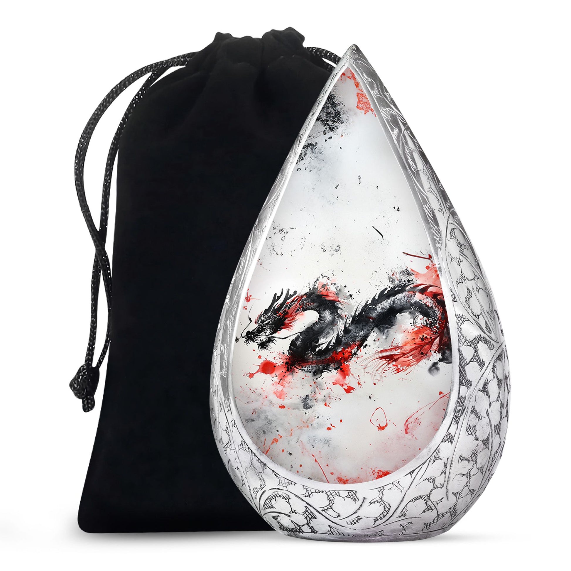 Artistic Funeral Cremation Urn - White Aluminium Urn For Adult Ashes
