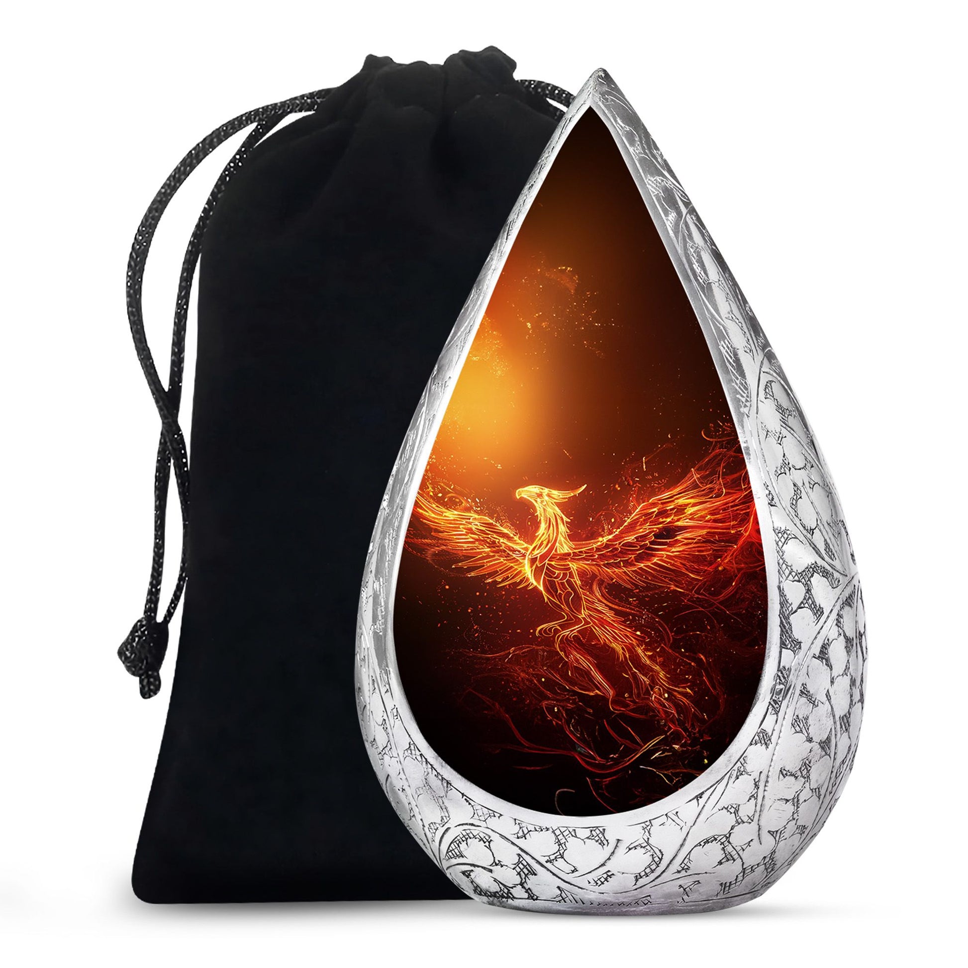 Golden Phoenix Cremation Urn - Fantasy Memorial Urn For Human Ashes