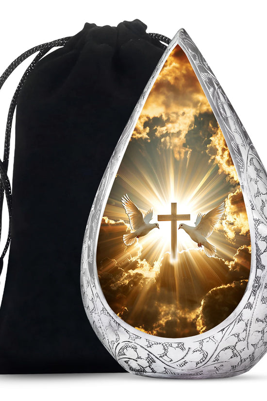 Christian Theme Cremation Urn - Dove Memorial Urn For Human Ashes