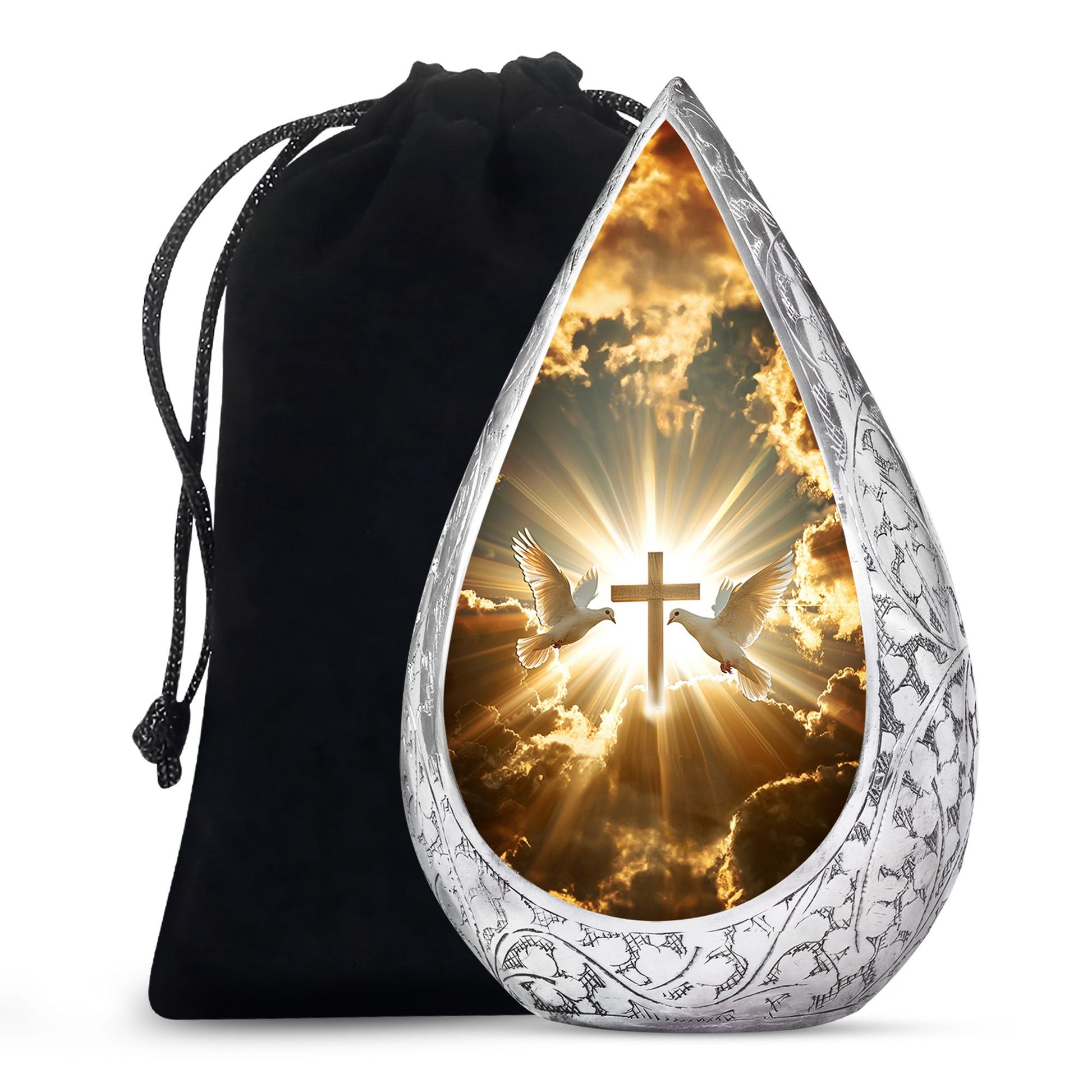 Christian Theme Cremation Urn - Dove Memorial Urn For Human Ashes