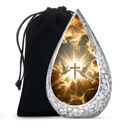 Christian Theme Cremation Urn - Dove Memorial Urn For Human Ashes
