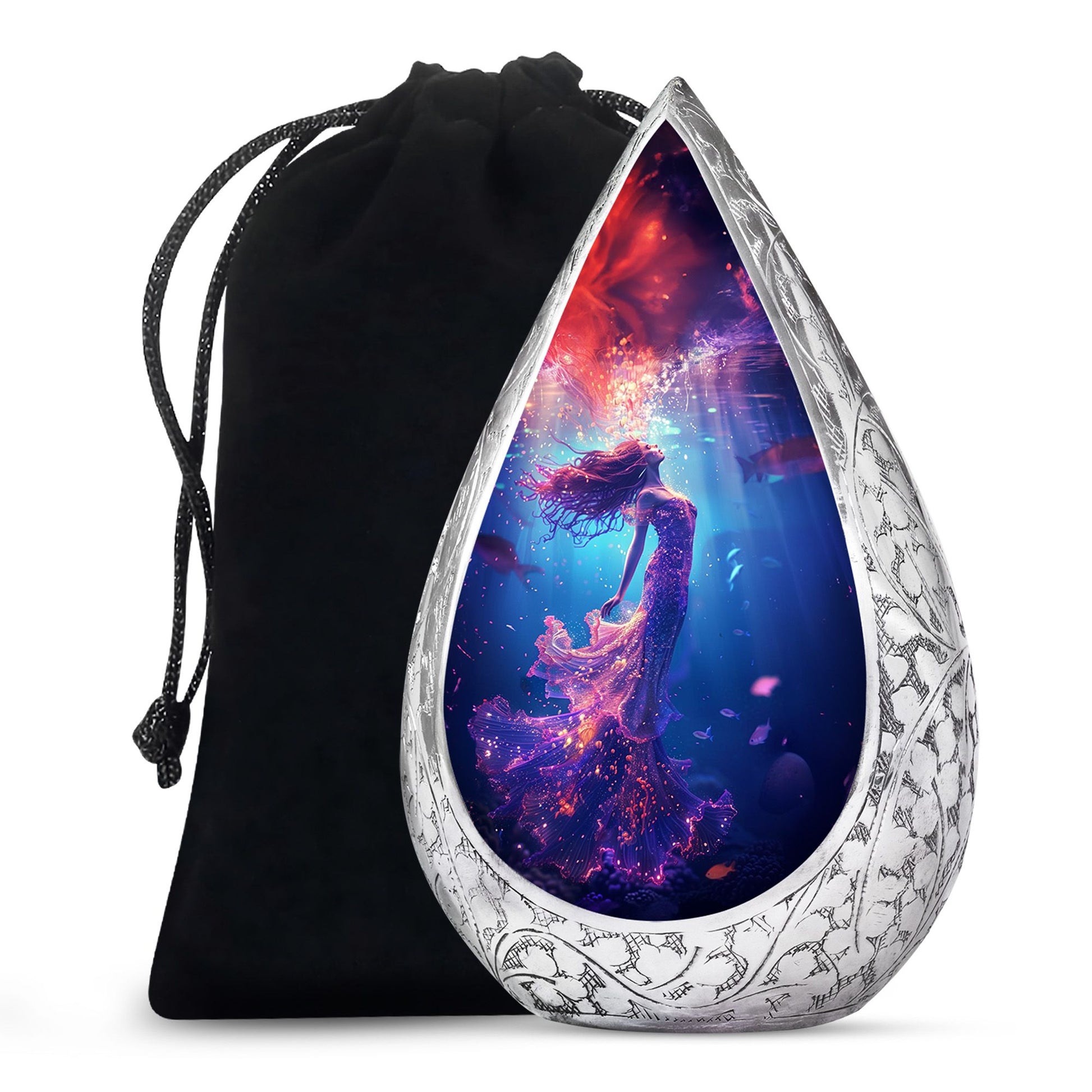 Mystic Mermaid Cremation Urn - Deep Ocean Theme Memorial Urn For Human Ashes