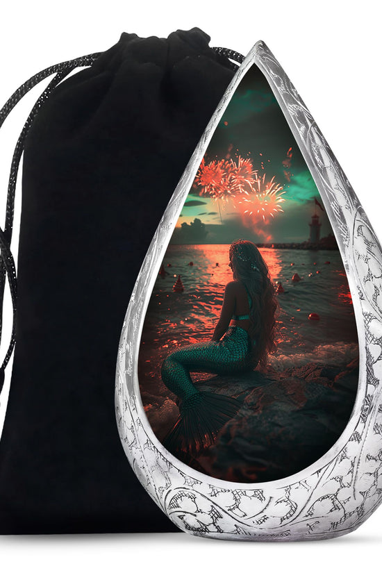 Beach Mermaid Cremation Urn - Elegant Memorial Urn For Adult Ashes