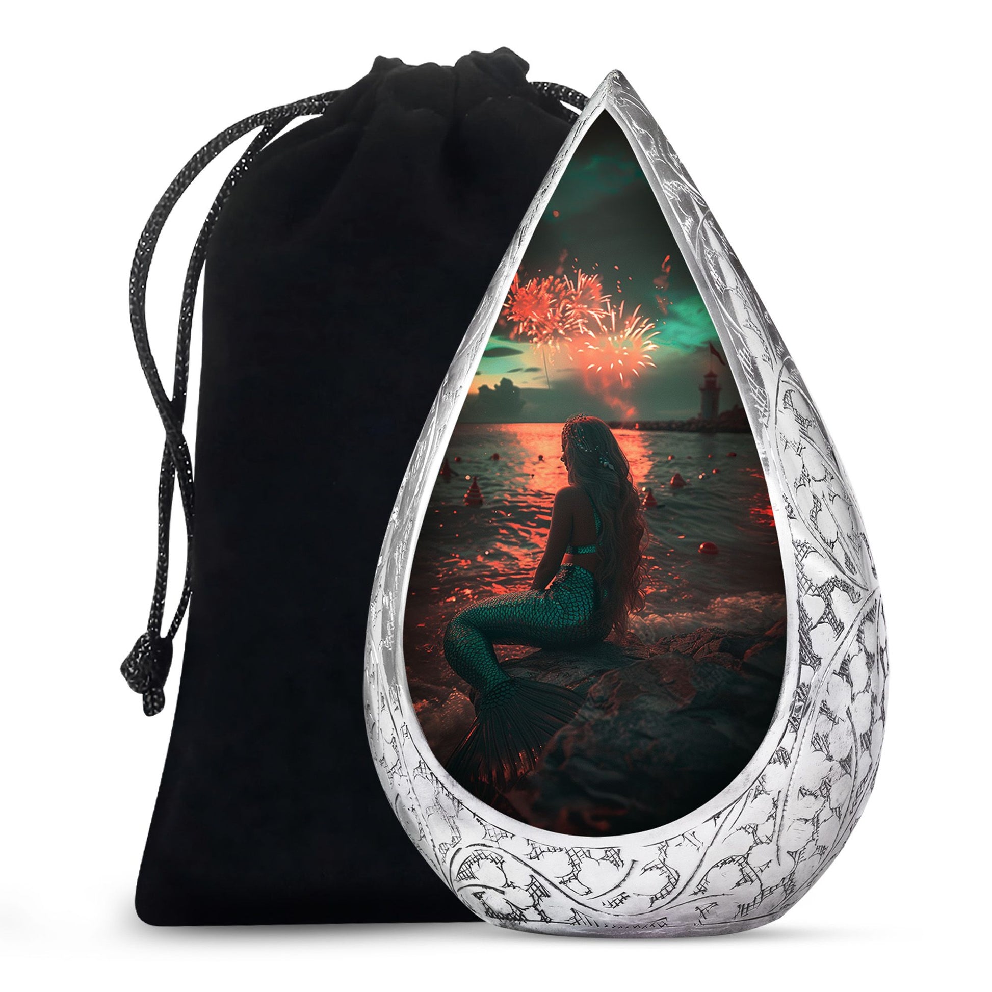 Beach Mermaid Cremation Urn - Elegant Memorial Urn For Adult Ashes