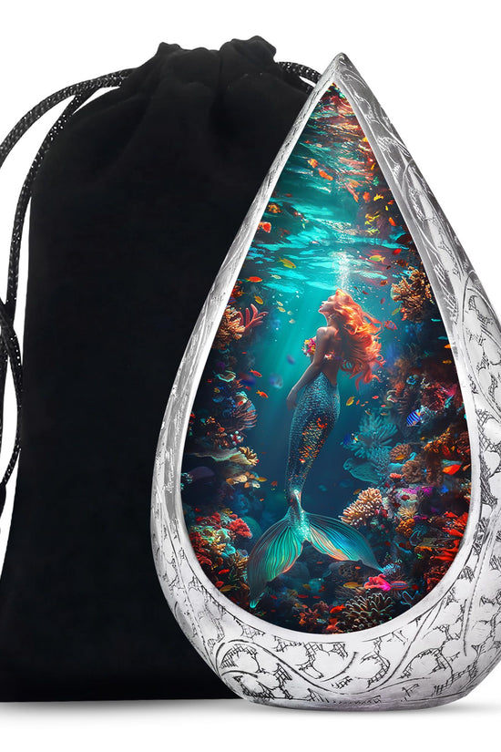 Tropical Ocean Mermaid Ashes Urn - Artistic Memorial Urn For Loved Ones