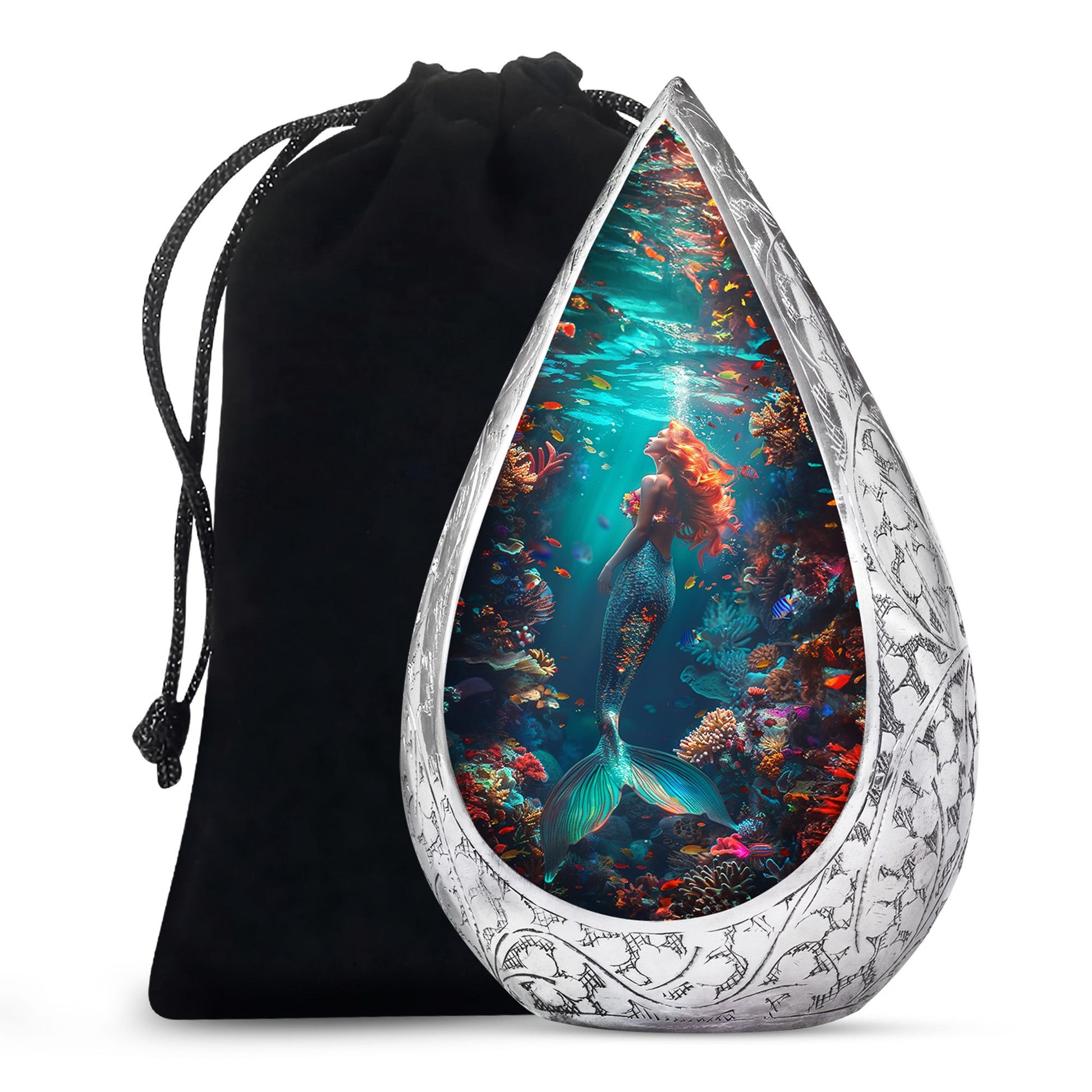 Tropical Ocean Mermaid Ashes Urn - Artistic Memorial Urn For Loved Ones