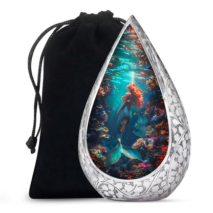 Tropical Ocean Mermaid Ashes Urn - Artistic Memorial Urn For Loved Ones