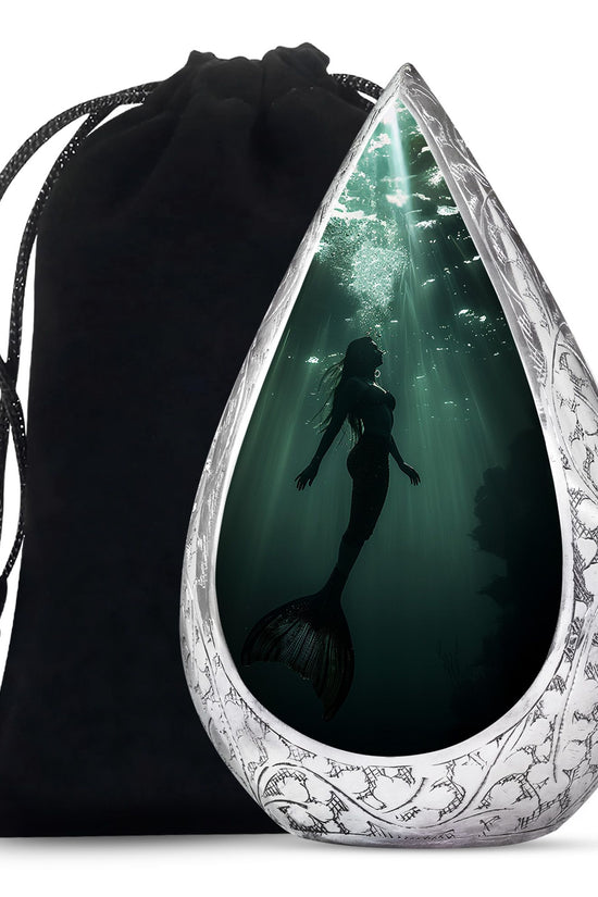 Dark Ocean Mermaid Cremation Urn - Memorial Urn for Human Ashes