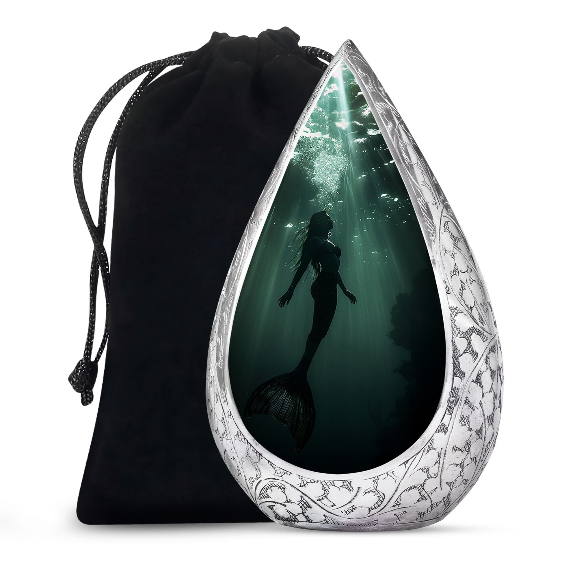 Dark Ocean Mermaid Cremation Urn - Memorial Urn for Human Ashes
