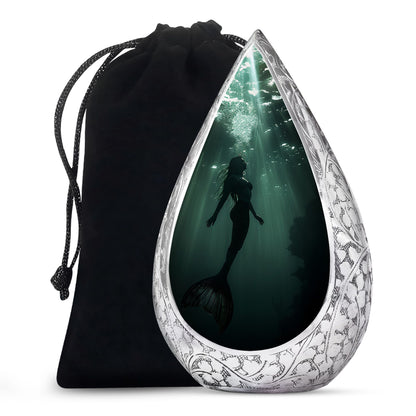 Dark Ocean Mermaid Cremation Urn - Memorial Urn for Human Ashes