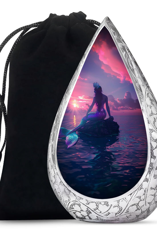 Purple Mermaid Theme Funeral Urn - Fantasy Cremation Urn For Adult Ashes