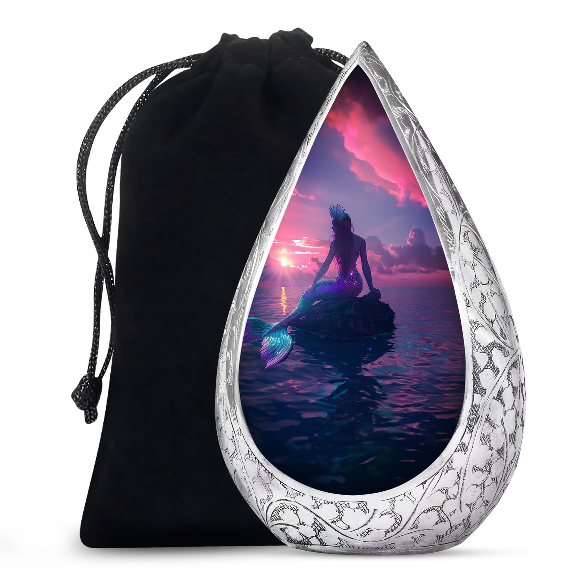 Purple Mermaid Theme Funeral Urn - Fantasy Cremation Urn For Adult Ashes