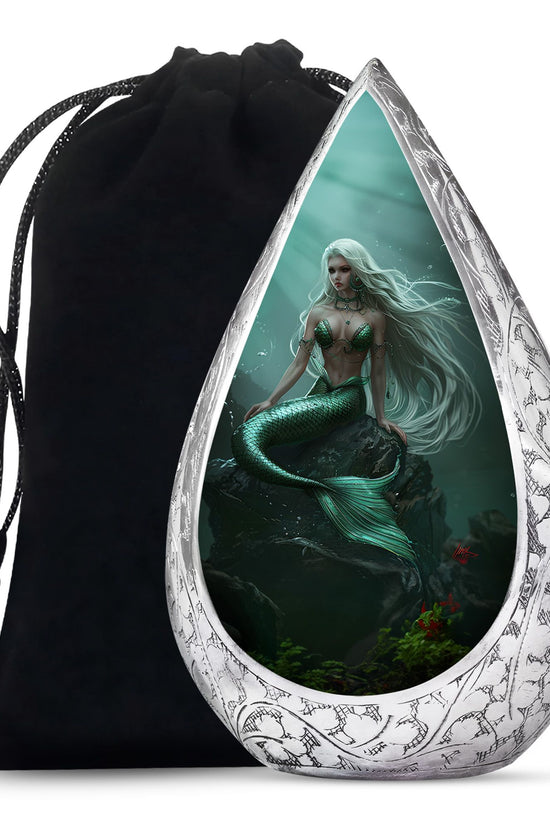 Emerald Mermaid Cremation Urn - Ocean Memorial Urn For Human Ashes
