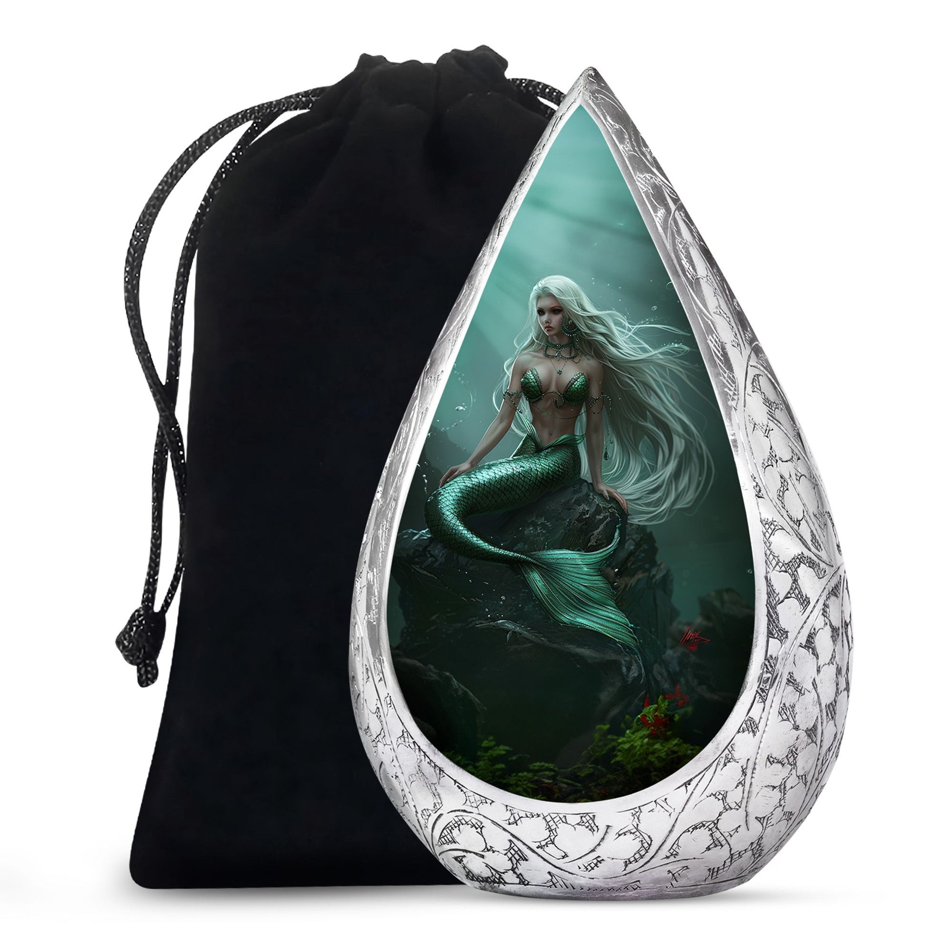 Emerald Mermaid Cremation Urn - Ocean Memorial Urn For Human Ashes