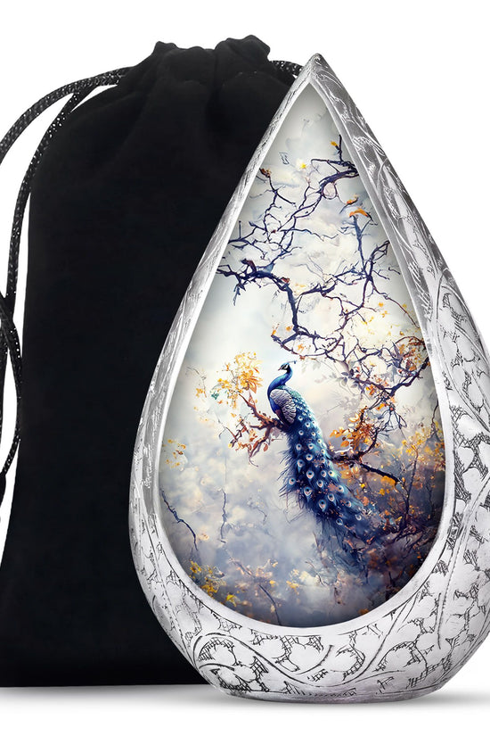 Elegant Peacock Cremation Urn - Artistic Memorial Urn For Human Ashes