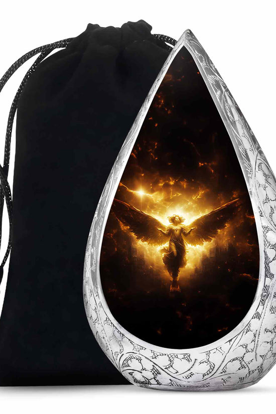 Golden Heaven Storm Angel Memorial Urn - Heaven Cremation Urn For Human Ashes