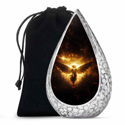 Golden Heaven Storm Angel Memorial Urn - Heaven Cremation Urn For Human Ashes