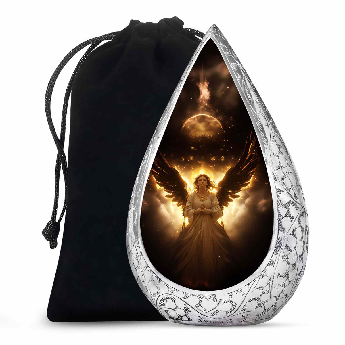 Halo Angel Memorial Urn - Golden Light Funeral Urn For Adult Ashes