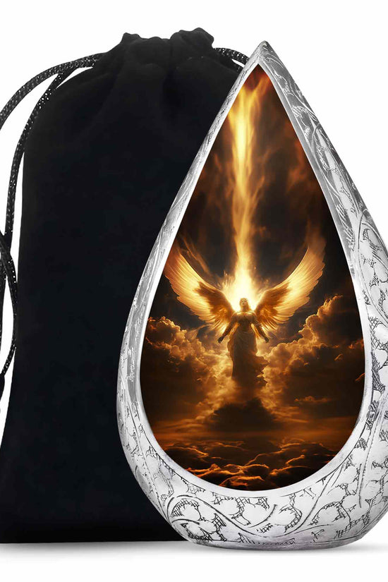 Heavenly Guardian Angel Funeral Urn - Golden Cloud Memorial Urn For Ashes