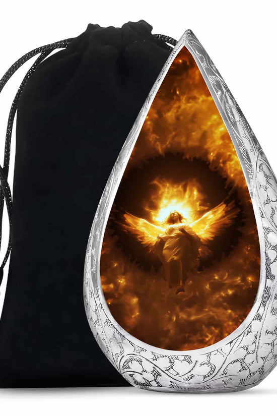 Divine Fire Wings Angel Urn - Glowing Heaven Light Memorial For Loved Ones