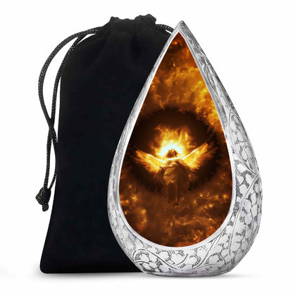 Divine Fire Wings Angel Urn - Glowing Heaven Light Memorial For Loved Ones