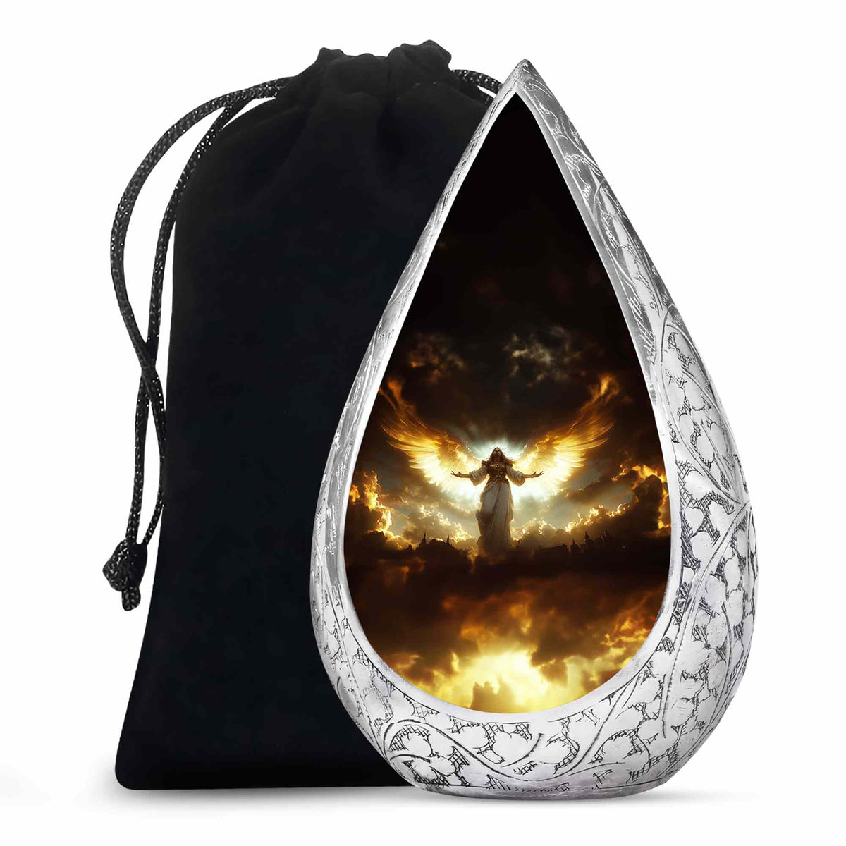 Guardian Angel Cremation Urn - Heavenly Glow Funeral Urn For Burial