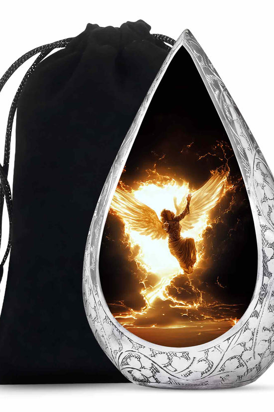 Elegant Angel Memorial Urn - Golden Lightning Funeral For Loved Ones