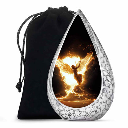 Elegant Angel Memorial Urn - Golden Lightning Funeral For Loved Ones