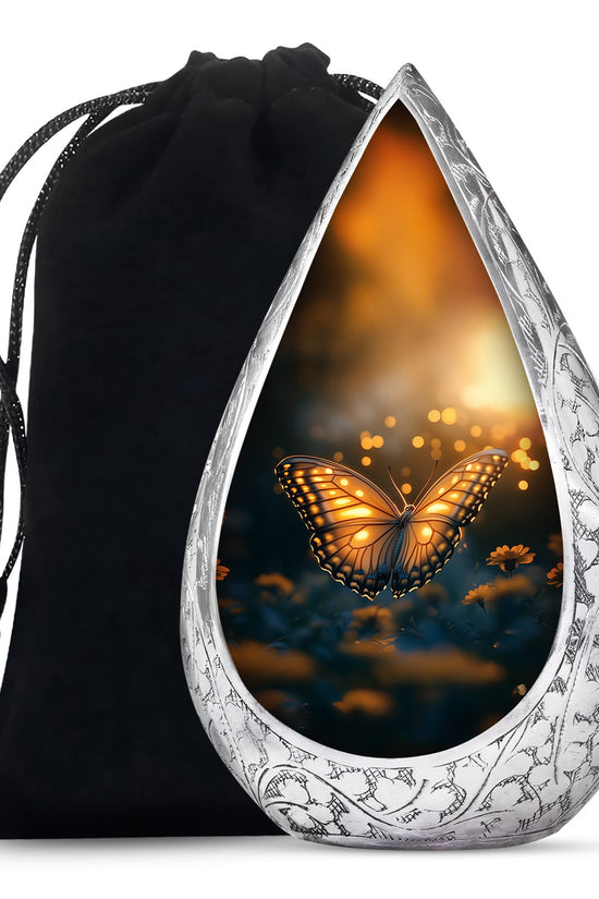 Yellow Butterfly Large Cremation Urn for Ashes for Adults
