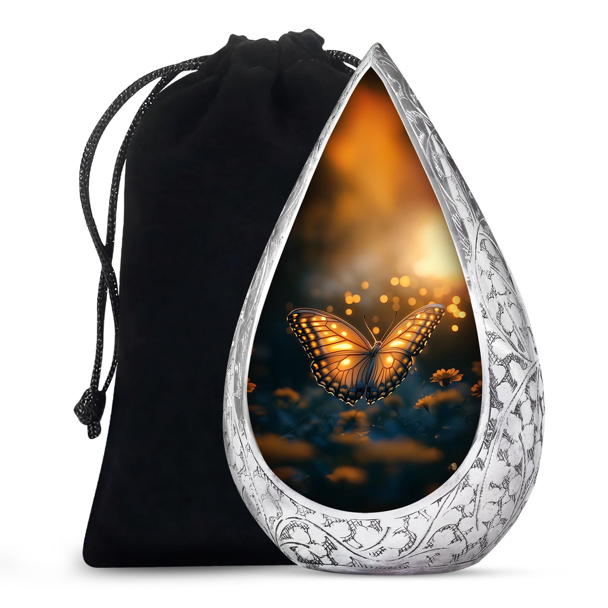 Yellow Butterfly Large Cremation Urn for Ashes for Adults