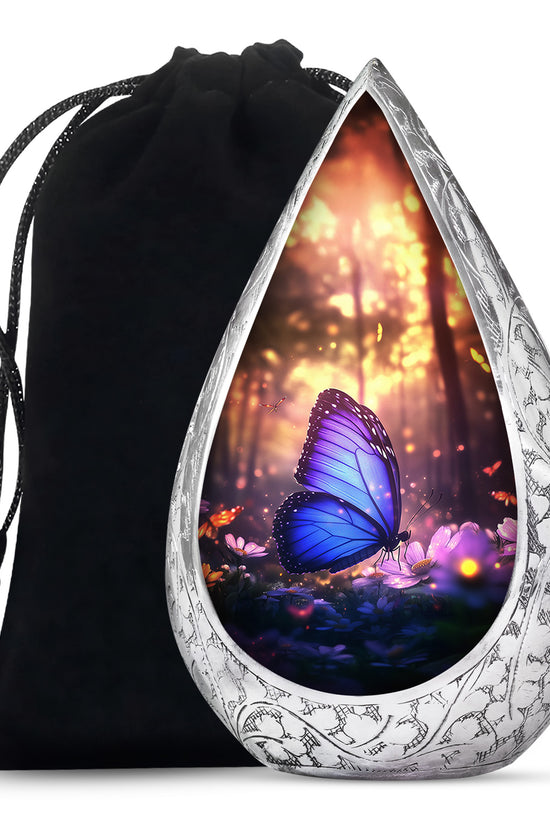 Blue Butterfly Cremation Urn For Ashes - Blue Butterfly Urn For Mom