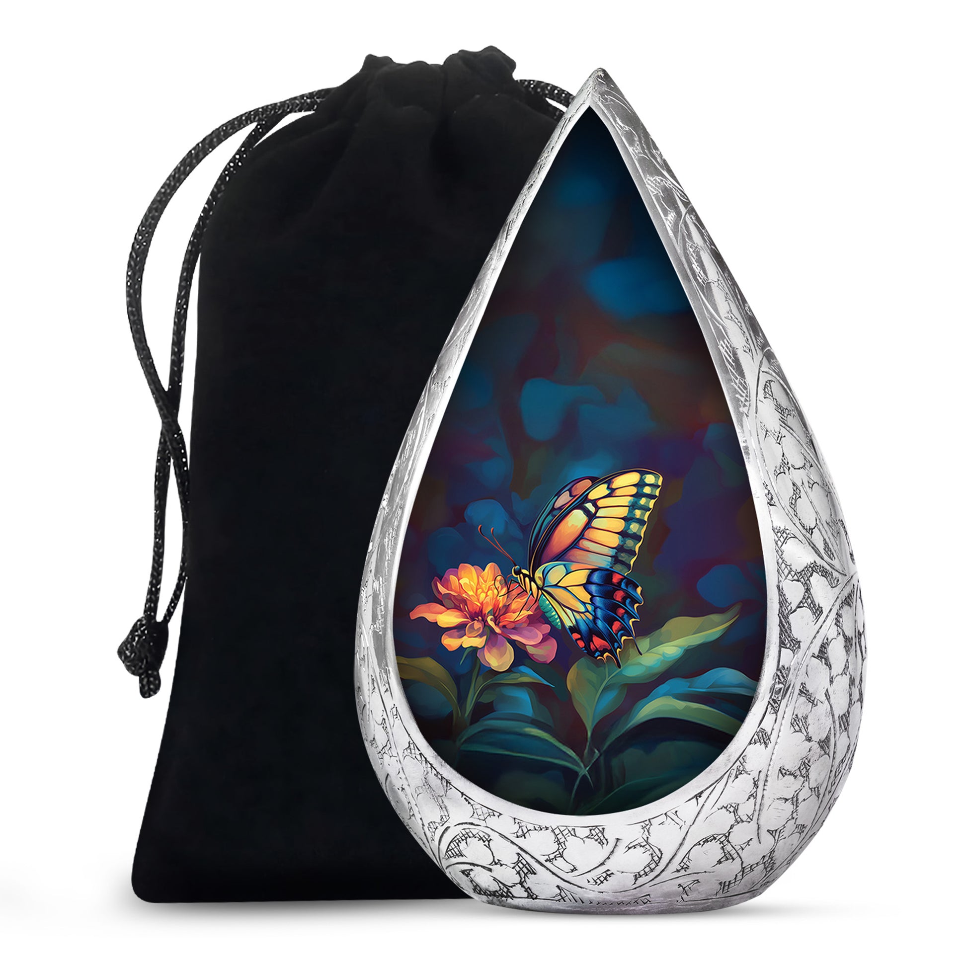 Floral Monarch Butterfly Urn For Ashes - Cremation Remains Containers