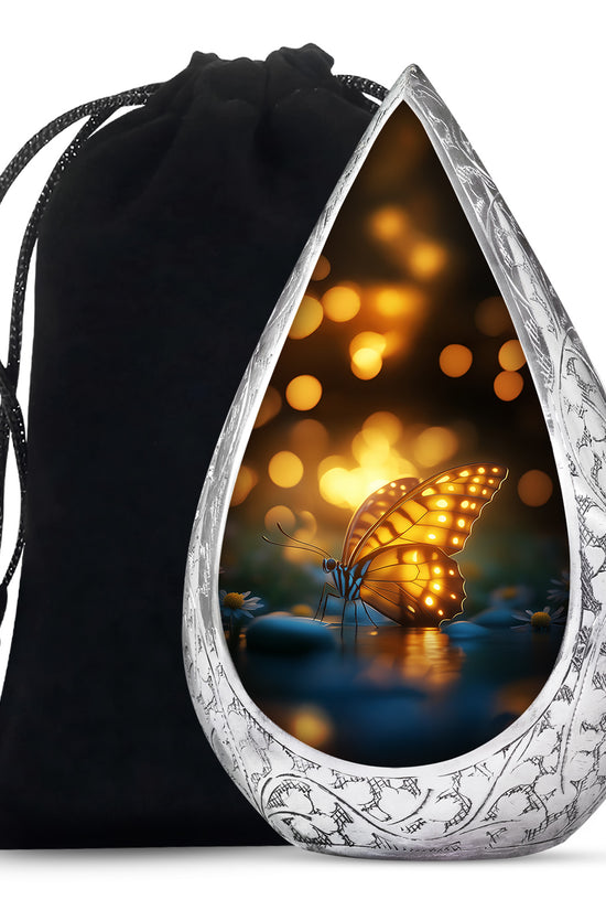 Yellow Butterfly Urn for Memorial - Large Urn For Human Ashes