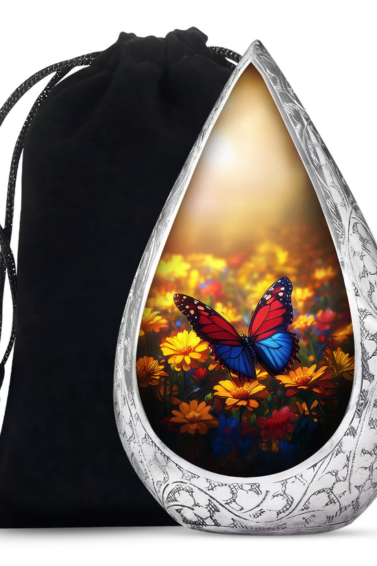 Animated Sunflower Memorial Urn - Monarch Butterfly Ashes Urn