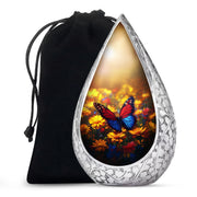 Animated Sunflower Memorial Urn - Monarch Butterfly Ashes Urn