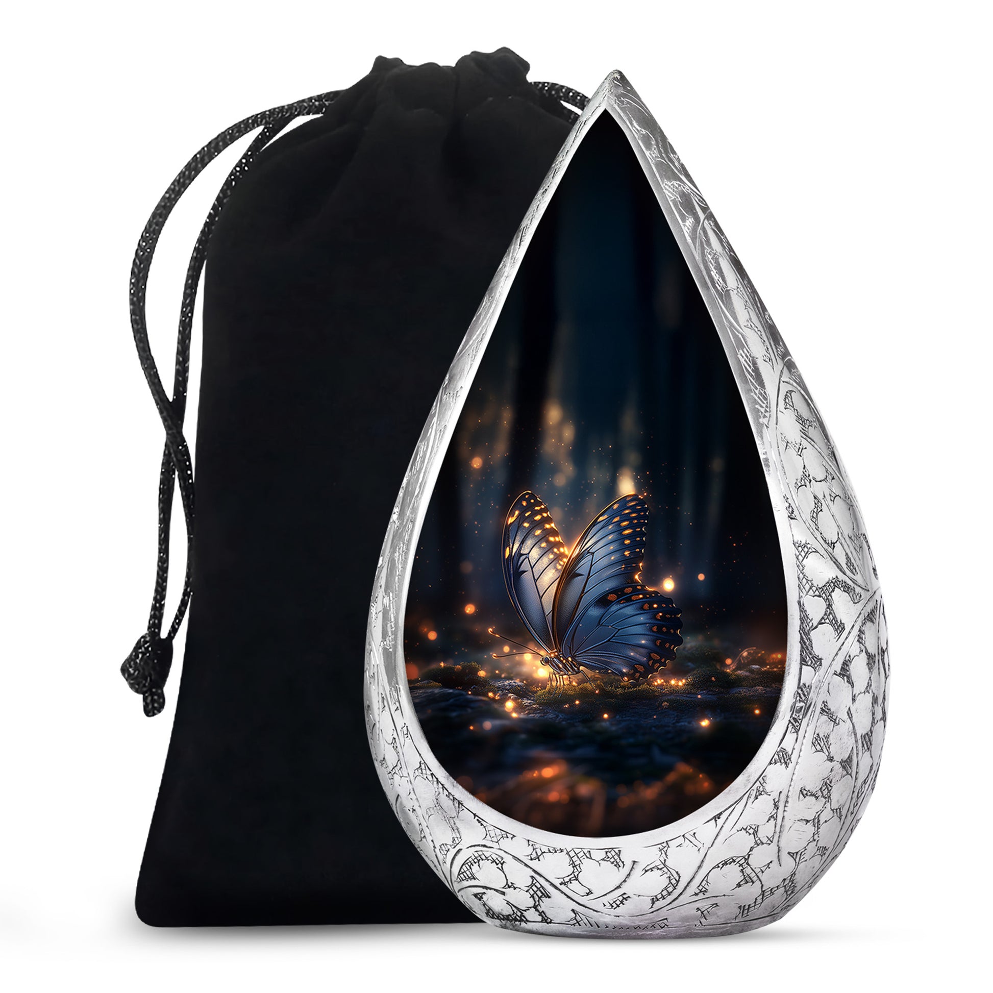 Mystic Grey Butterfly Urn For Mom And Dad - Funeral Urn For Loved Ones