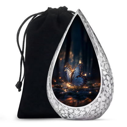 Mystic Grey Butterfly Urn For Mom And Dad - Funeral Urn For Loved Ones