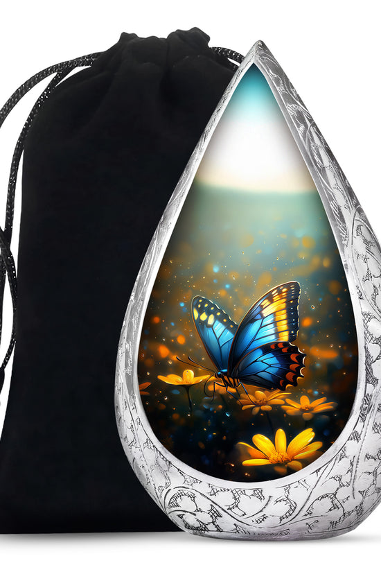 Majestic Blue Butterfly Ashes Urn - Funeral Urn For Cremation