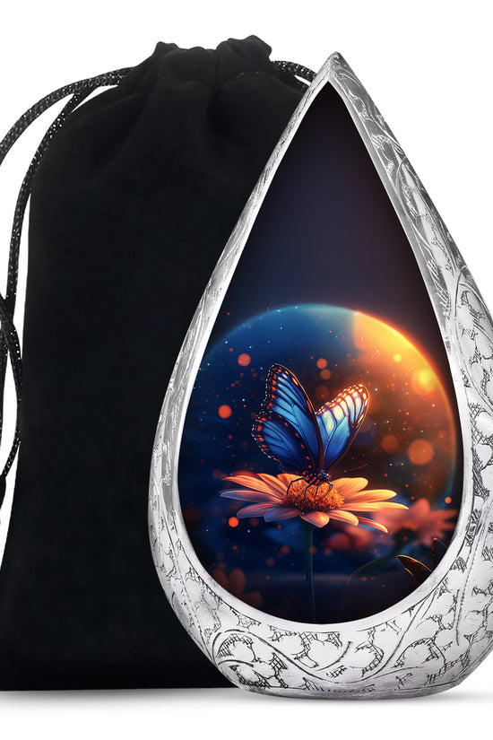 Bule Butterfly Urn For Mom - Sun Flower Cremation Urn For Ashes