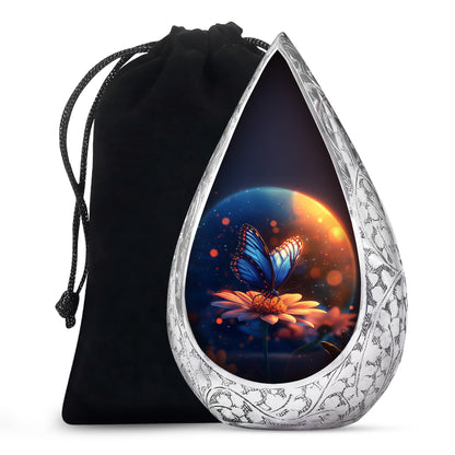 Bule Butterfly Urn For Mom - Sun Flower Cremation Urn For Ashes
