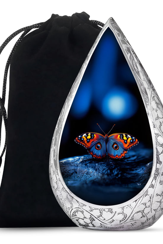Unique Butterfly Funeral Ashes Urn - Blue Cremation Urn For Ashes