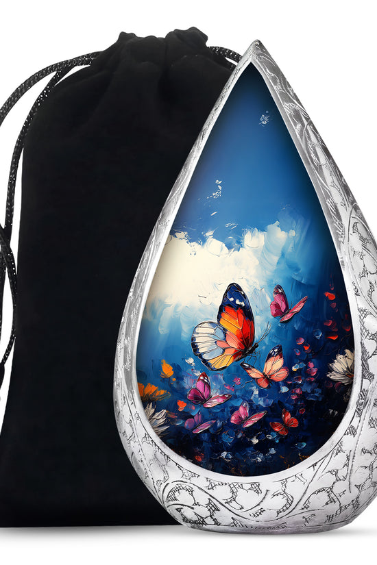 Butterflies Artwork Urn Memorial - Colorful Butterfly Urn for Funeral