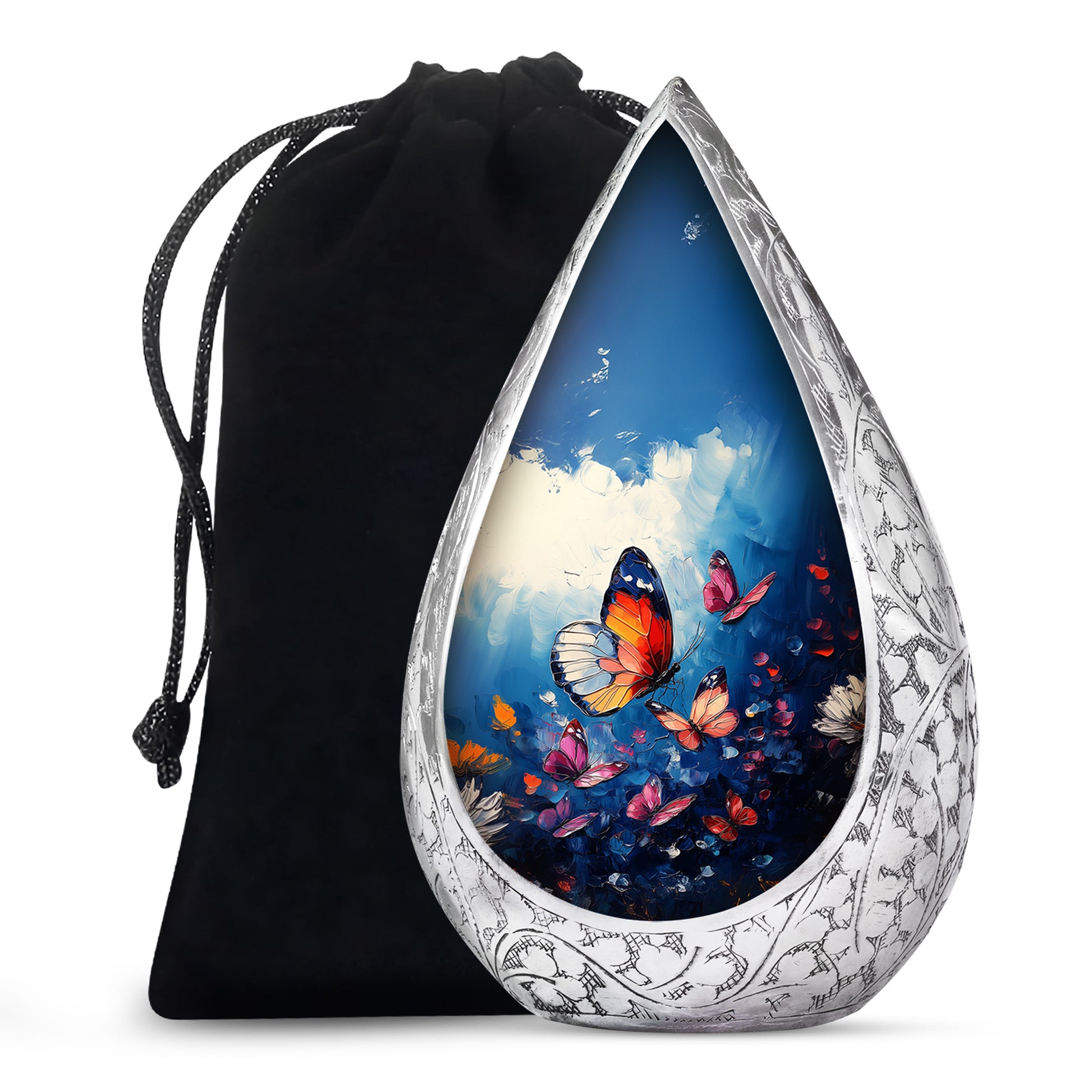 Butterflies Artwork Urn Memorial - Colorful Butterfly Urn for Funeral